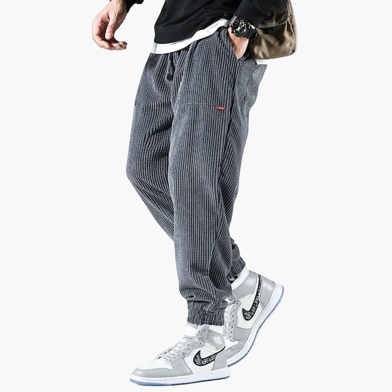 Men's Relaxed Fit Corduroy Jogger Pants for Casual and Streetwear Style