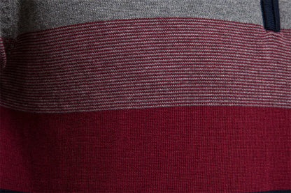 Men's Classic Quarter-Zip Striped Sweater – Versatile Casual Fashion Pullover