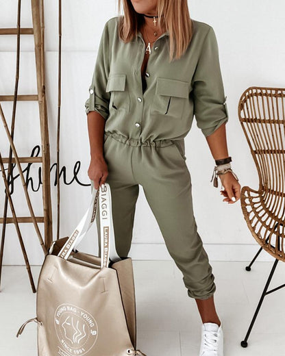 Women's Casual Utility Jumpsuit – Everyday Fashion One-Piece with Pockets