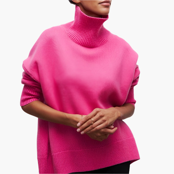 Women's Elegant Full Sleeve Turtleneck Sweater – Sophisticated Loose Fit Knitwear for Stylish Everyday Wear