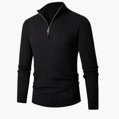 Men's Ribbed Half-Zip Sweater – Stylish Everyday Pullover for Casual and Smart Looks