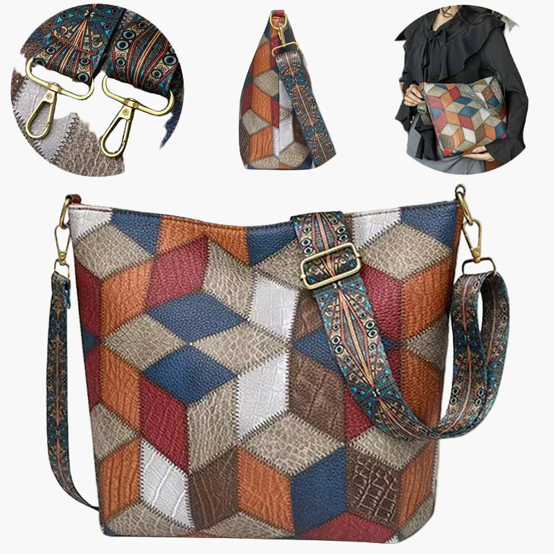 Women's Vintage Patchwork Shoulder Bag Stylish Everyday Crossbody Purse