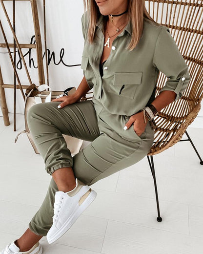 Women's Casual Utility Jumpsuit – Everyday Fashion One-Piece with Pockets