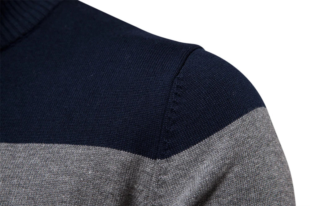 Men's Classic Quarter-Zip Striped Sweater – Versatile Casual Fashion Pullover