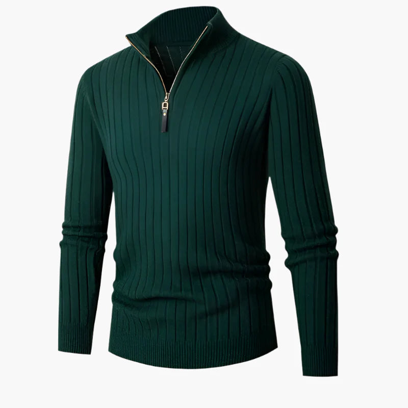 Men's Ribbed Half-Zip Sweater – Stylish Everyday Pullover for Casual and Smart Looks