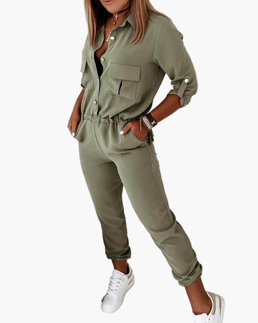 Women's Casual Utility Jumpsuit – Everyday Fashion One-Piece with Pockets