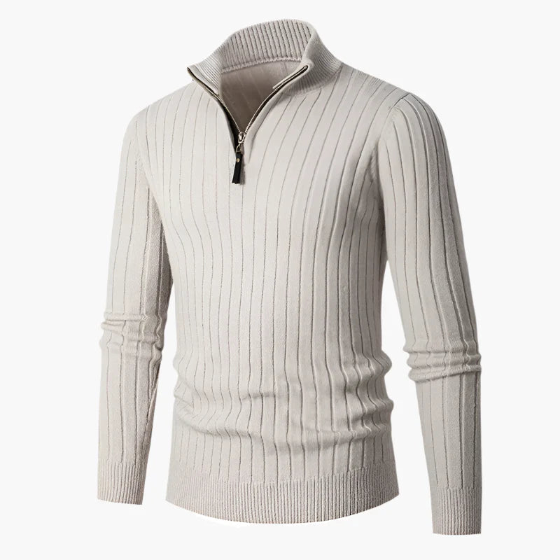 Men's Ribbed Half-Zip Sweater – Stylish Everyday Pullover for Casual and Smart Looks