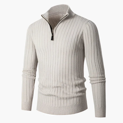 Men's Ribbed Half-Zip Sweater – Stylish Everyday Pullover for Casual and Smart Looks
