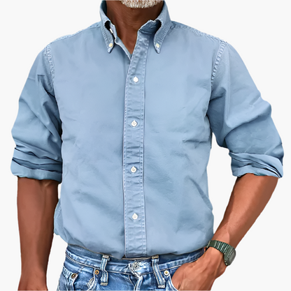 Men's Classic Long Sleeve Button-Up Shirt for Versatile Casual and Formal Wear