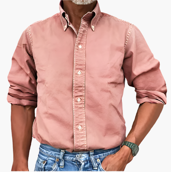 Men's Classic Long Sleeve Button-Up Shirt for Versatile Casual and Formal Wear