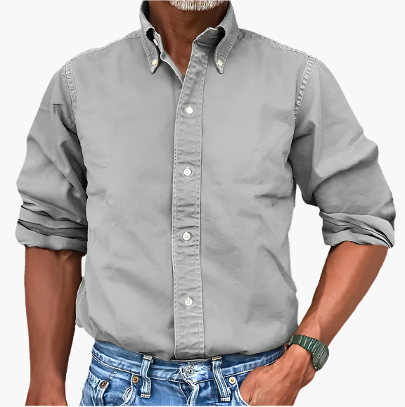 Men's Classic Long Sleeve Button-Up Shirt for Versatile Casual and Formal Wear