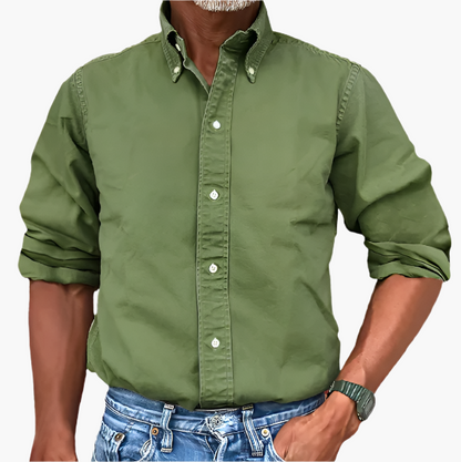Men's Classic Long Sleeve Button-Up Shirt for Versatile Casual and Formal Wear