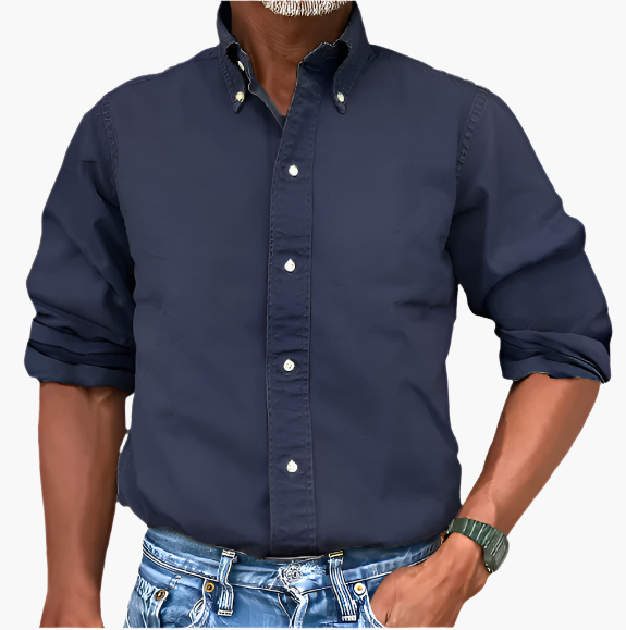 Men's Classic Long Sleeve Button-Up Shirt for Versatile Casual and Formal Wear