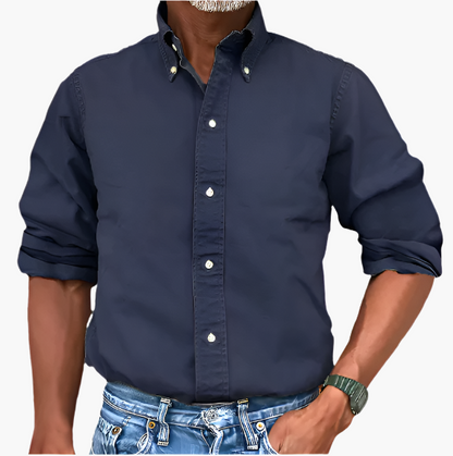Men's Classic Long Sleeve Button-Up Shirt for Versatile Casual and Formal Wear
