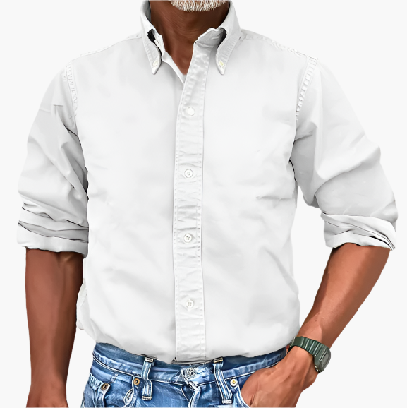 Men's Classic Long Sleeve Button-Up Shirt for Versatile Casual and Formal Wear