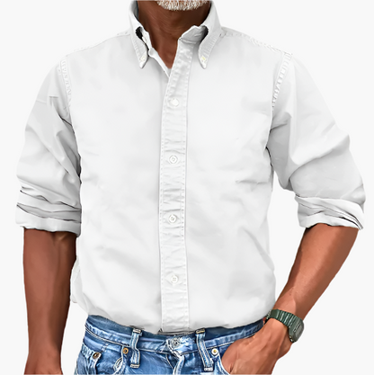 Men's Classic Long Sleeve Button-Up Shirt for Versatile Casual and Formal Wear