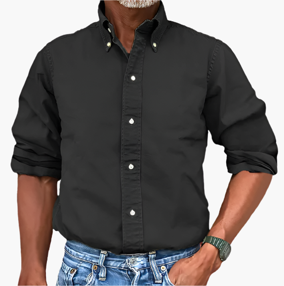 Men's Classic Long Sleeve Button-Up Shirt for Versatile Casual and Formal Wear