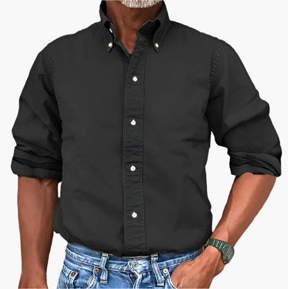 Men's Classic Long Sleeve Button-Up Shirt for Versatile Casual and Formal Wear