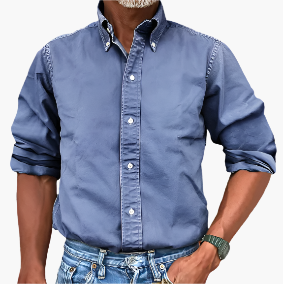 Men's Classic Long Sleeve Button-Up Shirt for Versatile Casual and Formal Wear