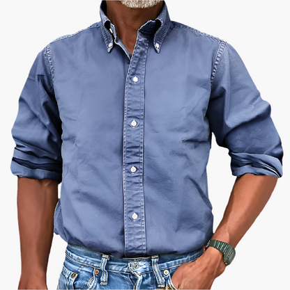 Men's Classic Long Sleeve Button-Up Shirt for Versatile Casual and Formal Wear
