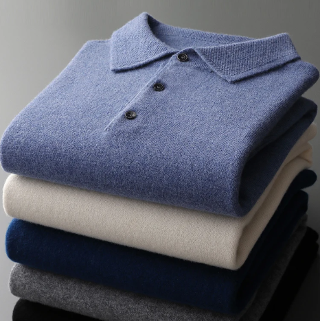 Men's Classic Long-Sleeve Polo Sweater – Timeless Business & Casual Style