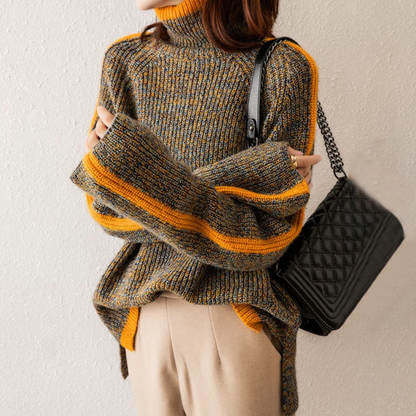 Women's Oversized Turtleneck Knit Sweater – Fashionable Winter Pullover for Casual & Elegant Looks