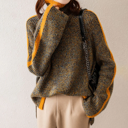 Women's Oversized Turtleneck Knit Sweater – Fashionable Winter Pullover for Casual & Elegant Looks
