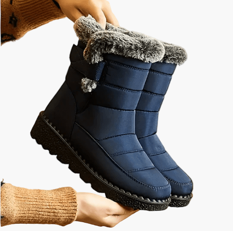 Women's Winter Waterproof Ankle Boots with Faux Fur Lining and Non-Slip Sole - Casual Outdoor Snow Boots