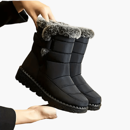 Women's Winter Waterproof Ankle Boots with Faux Fur Lining and Non-Slip Sole - Casual Outdoor Snow Boots