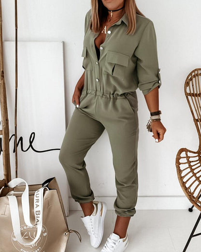 Women's Casual Utility Jumpsuit – Everyday Fashion One-Piece with Pockets