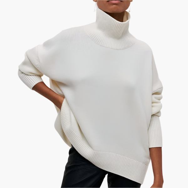 Women's Elegant Full Sleeve Turtleneck Sweater – Sophisticated Loose Fit Knitwear for Stylish Everyday Wear