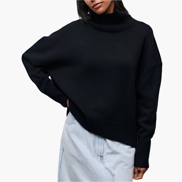 Women's Elegant Full Sleeve Turtleneck Sweater – Sophisticated Loose Fit Knitwear for Stylish Everyday Wear