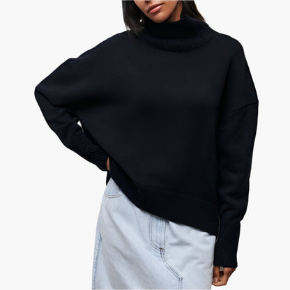 Women's Elegant Full Sleeve Turtleneck Sweater – Sophisticated Loose Fit Knitwear for Stylish Everyday Wear