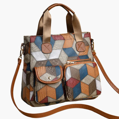 Women's Vintage Patchwork Shoulder Bag Stylish Everyday Crossbody Purse