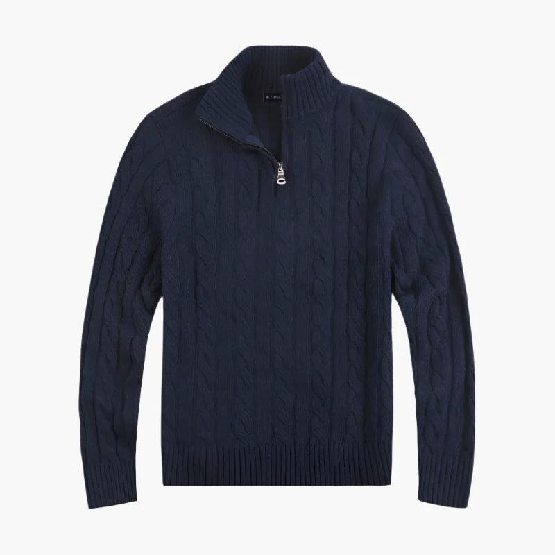 Men's Classic Cable-Knit Half-Zip Sweater for Timeless Style and Everyday Comfort