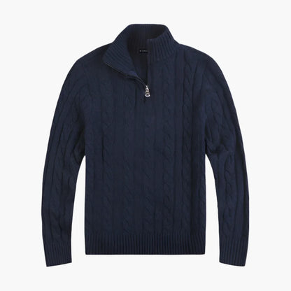 Men's Classic Cable-Knit Half-Zip Sweater for Timeless Style and Everyday Comfort