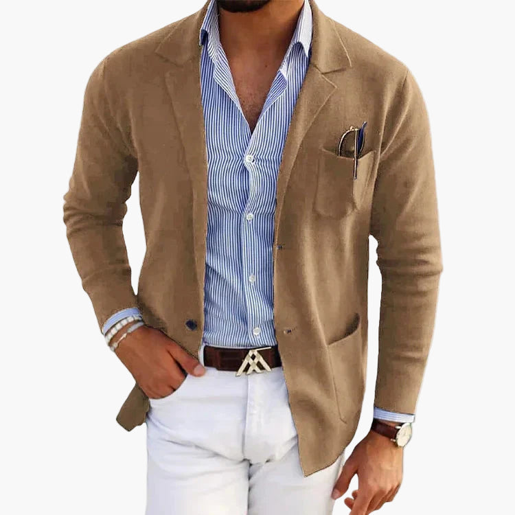 Men's Classic Lapel Blazer for Business and Casual Sophistication