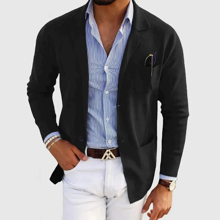 Men's Classic Lapel Blazer for Business and Casual Sophistication