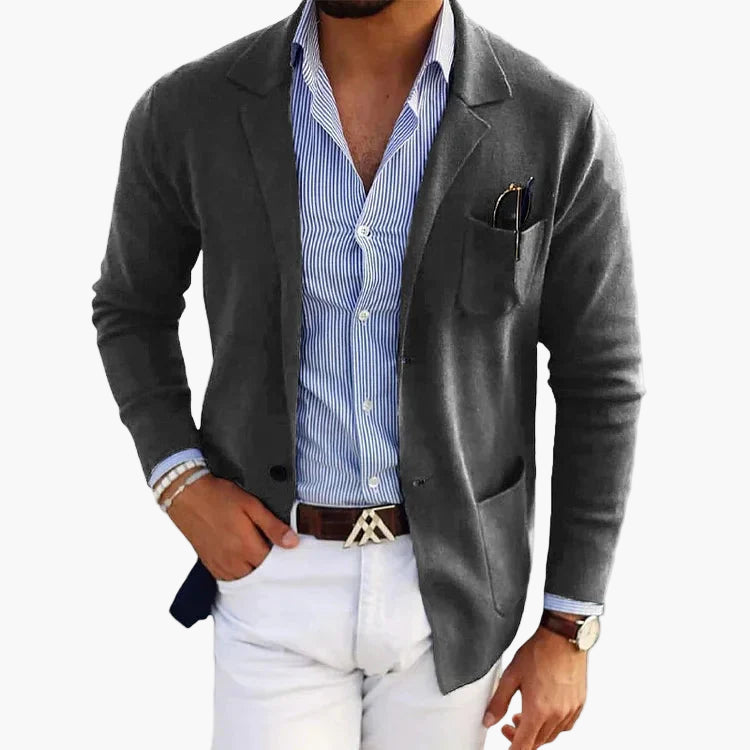 Men's Classic Lapel Blazer for Business and Casual Sophistication