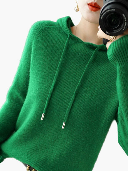 Women's Hooded Knit Pullover Sweater Casual Long Sleeve Top