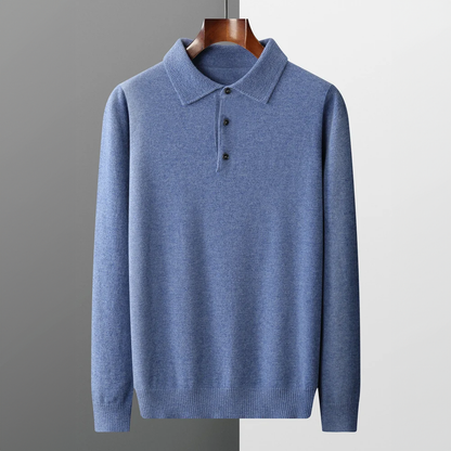 Men's Classic Long-Sleeve Polo Sweater – Timeless Business & Casual Style