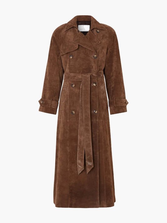 Women's Longline Trench Coat Elegant Tailored Overcoat