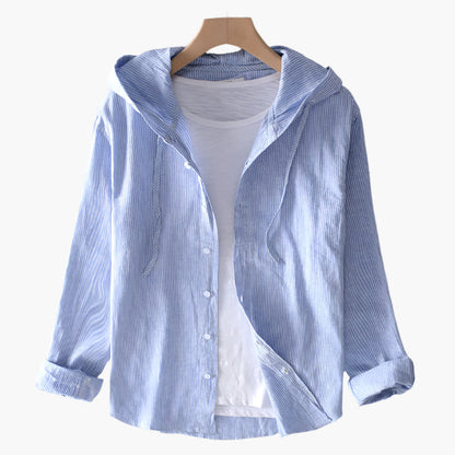 Women's Casual Hooded Button-Up Lightweight Shirt – Everyday Relaxed Fit Top