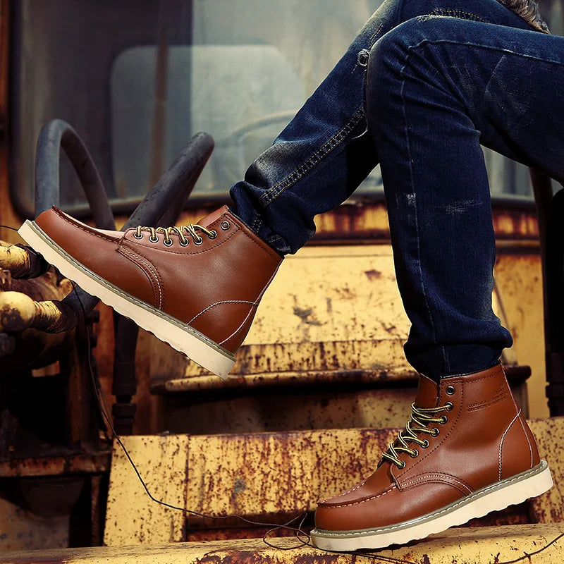 Men's Retro Winter Boots - Stylish Vintage Lace-Up Outdoor Boots
