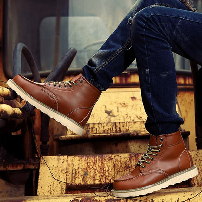 Men's Retro Winter Boots - Stylish Vintage Lace-Up Outdoor Boots