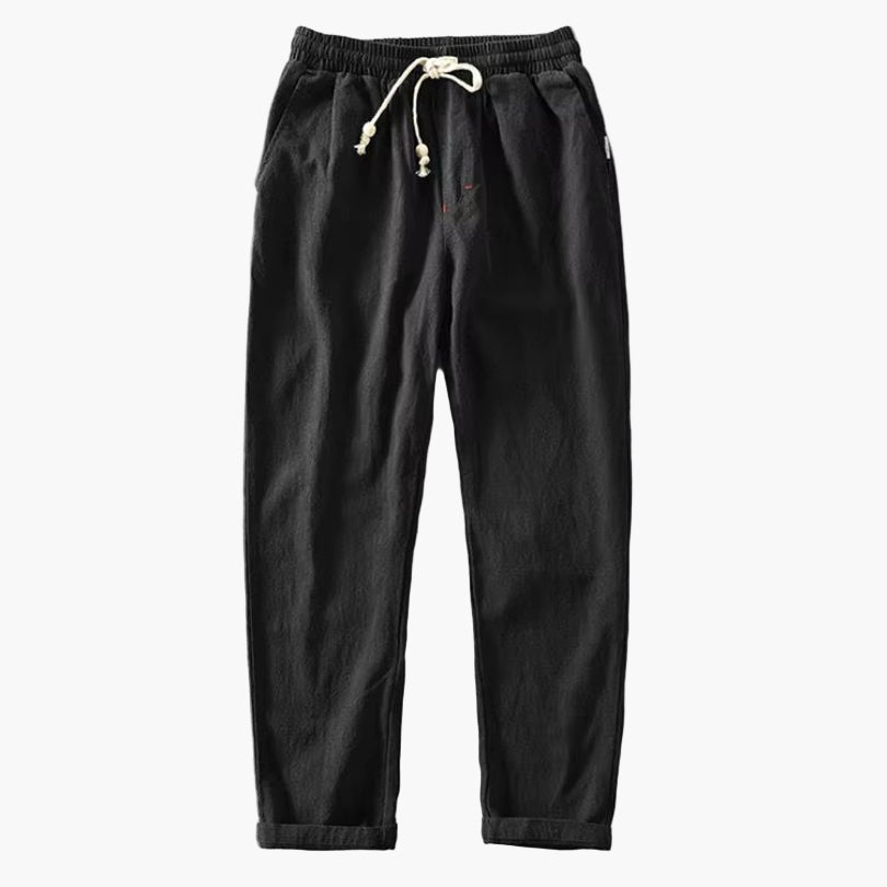 Men's Relaxed Fit Japanese-Style Drawstring Trousers for Everyday Comfort and Outdoor Use