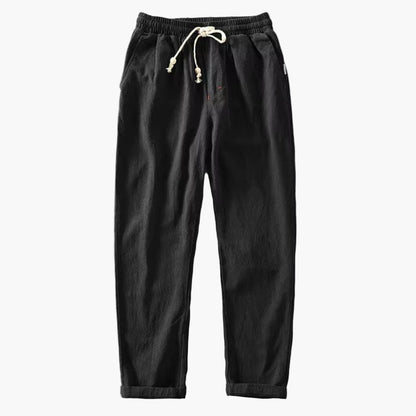 Men's Relaxed Fit Japanese-Style Drawstring Trousers for Everyday Comfort and Outdoor Use