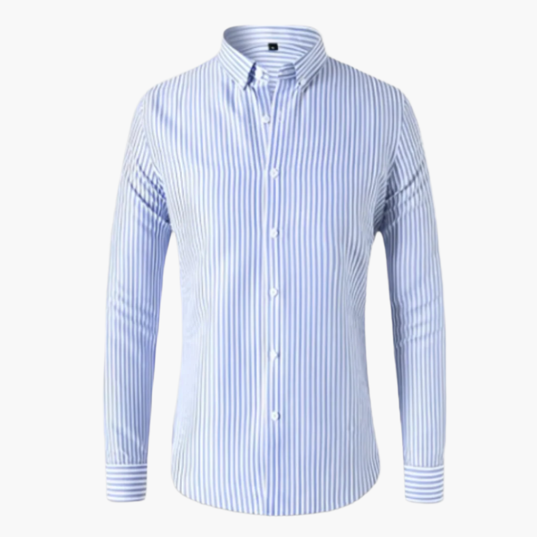 Men's Classic Striped Button-Up Dress Shirt – Long Sleeve, Tailored Fit, Versatile Formal & Casual Wear
