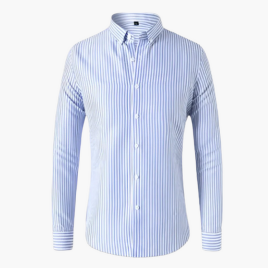 Men's Classic Striped Button-Up Dress Shirt – Long Sleeve, Tailored Fit, Versatile Formal & Casual Wear