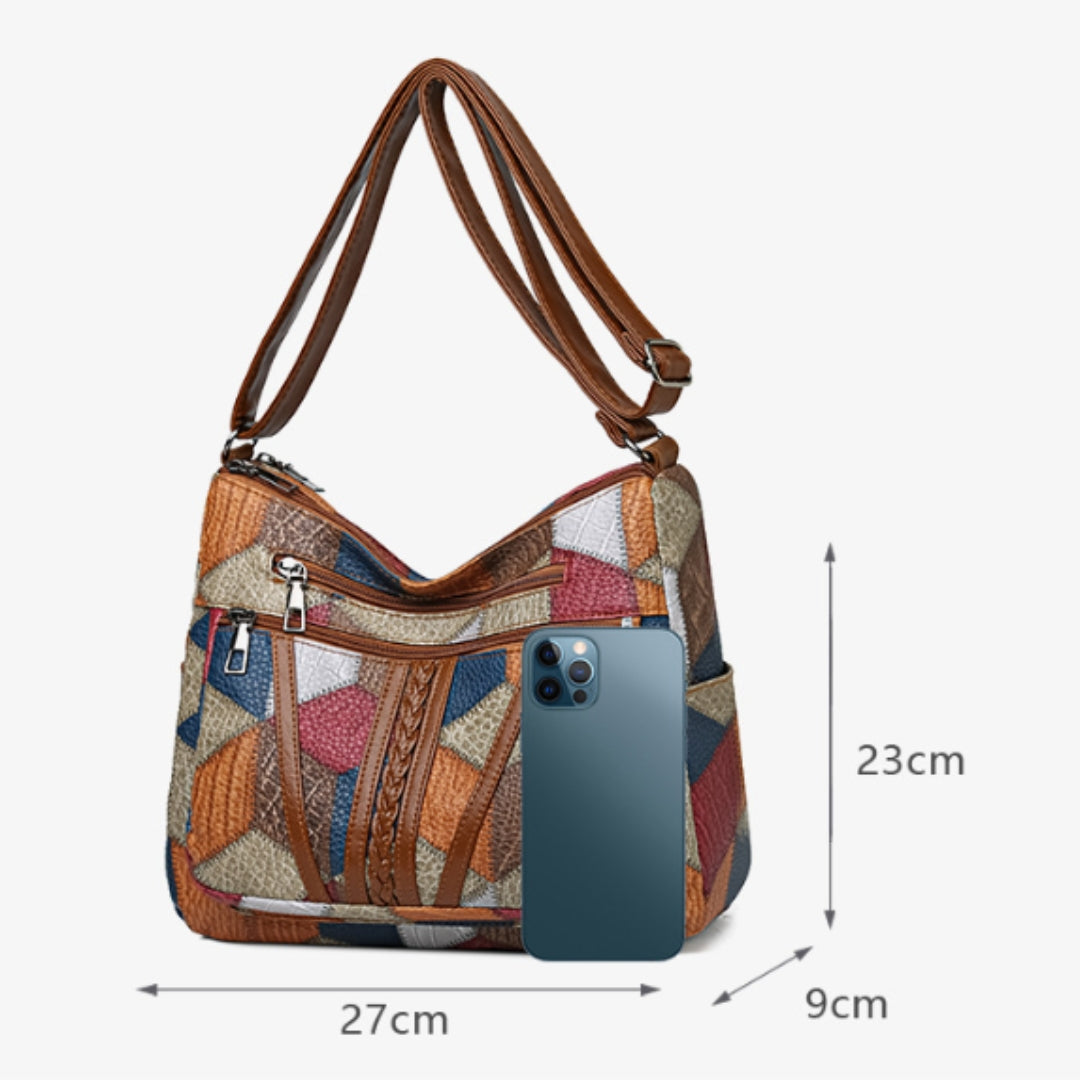 Women's Vintage Patchwork Shoulder Bag Stylish Everyday Crossbody Purse